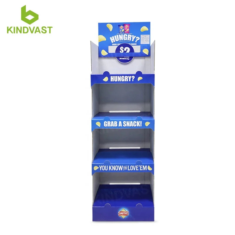 Supermarket Free Advertising Foldable Flooring Racking Display Cardboard Carton Product POP Store Shelf Display Rack Stand