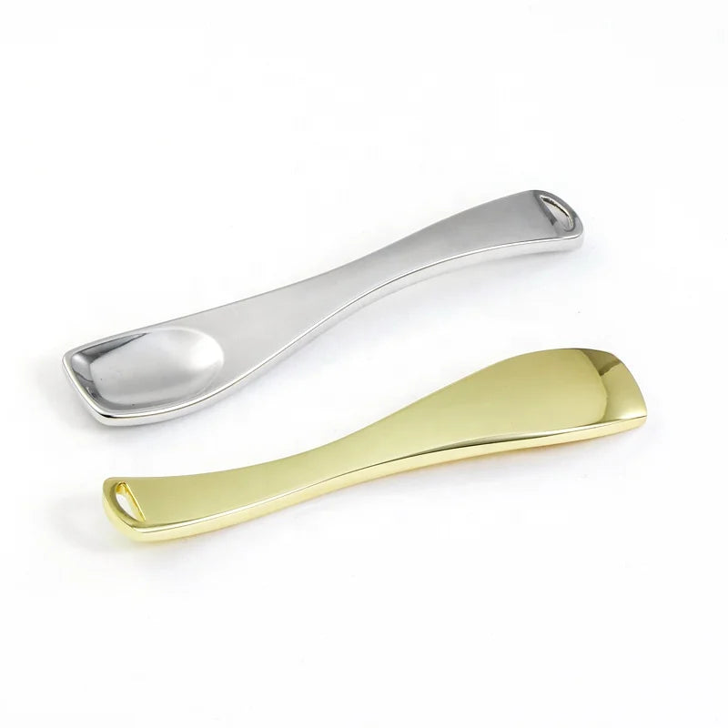 Custom Logo 7.2cm Cream Applicator Gold Cosmetic Scoop Zinc Alloy Metal Spatula for Skin Care Makeup Tools