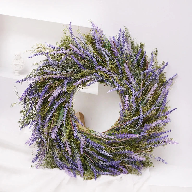 Wholesale Ins Nordic Wind Lavender Simulation Wreath Home Decorative Wall Hanging Outdoor Pendant Chic Decorative Wreaths Swags