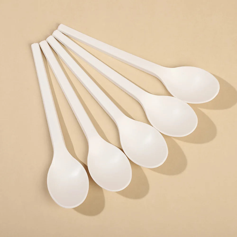 Manufacturer Cornstarch Cutlery Degradable 6.5 Inches Disposable Spoon Cornstarch Cutlery For Dessert Fruit Fork
