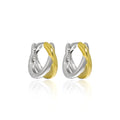 Two Tone Crossed Geometric 925 Sterling Silver Hoop Earrings Small Ear Huggies Earrings Brincos for Women Party Jewelry New