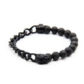 Fashion Jewelry Finding Volcanic Stone Bracelet Beaded Natural Stone Gold Silver Rose Gold Metal Skull Beads Men Bracelet