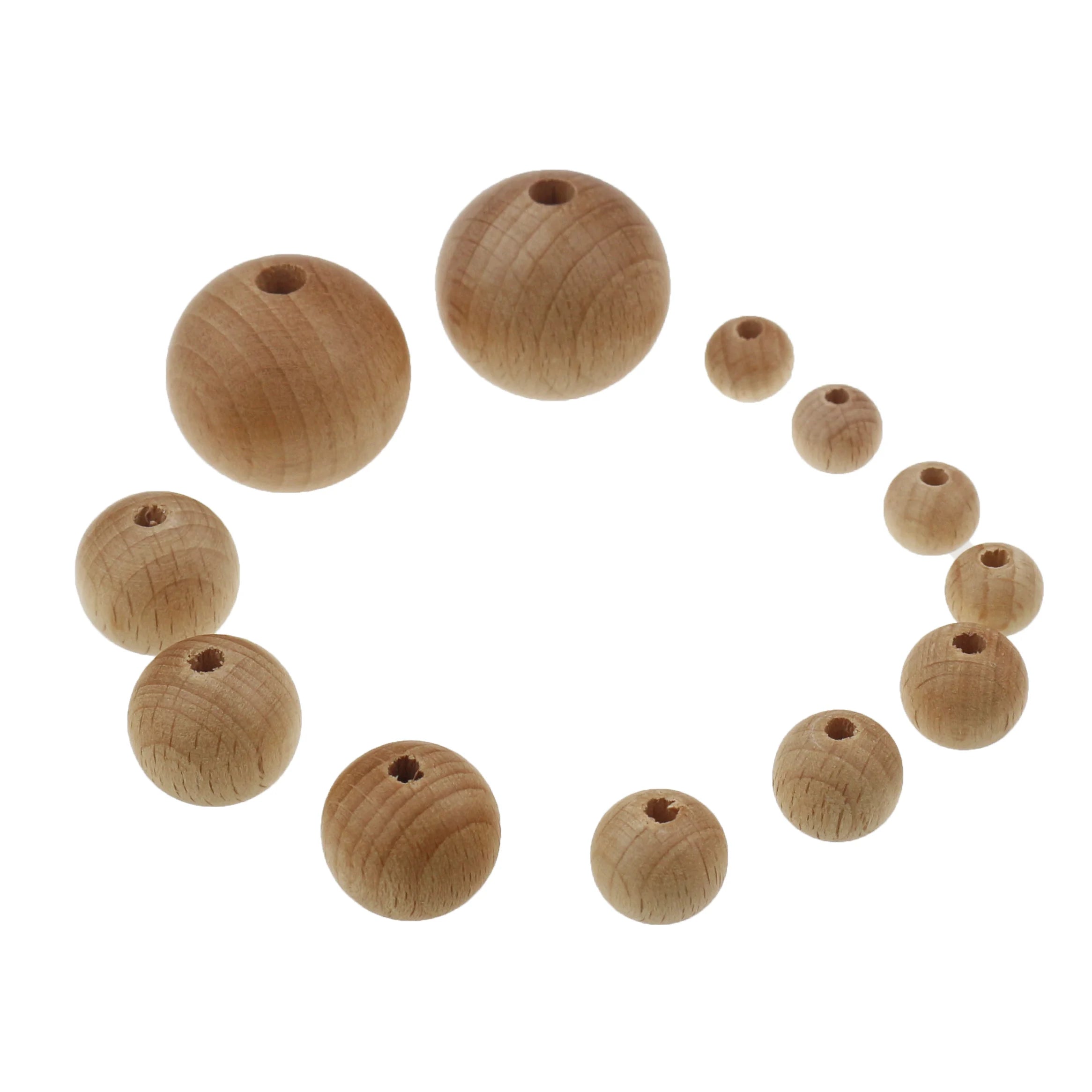 Natural Wood Balls 10/12/14/15/18/20mm Beech Balls Wooden Bulk Spacer Beads for Crafts DIY Jewelry Making