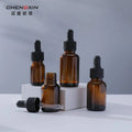 New Brown Japanese Essential Oil Glass Dropper Bottles 20ml/15ml/30ml with Screen Printing for Cosmetic Use