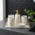 Wholesale 6pcs Organic Ceramic Bathroom Set Decorative Marble Bathroom Accessories Set