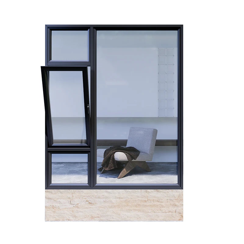 Wholesale Price Windproof UV Resistant Aluminum Frame Double Glazed Glass Awning Bay Windows for Houses