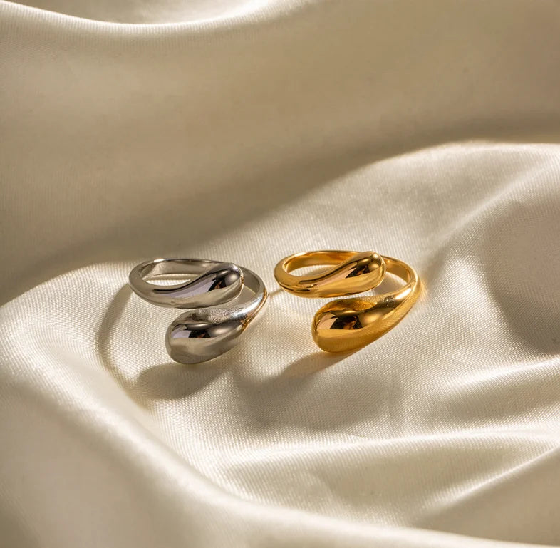 Unique Adjustable Open Ring Jewelry 18K Gold Silver Minimalist Trendy Cute Stacking Stackable  Rings Women