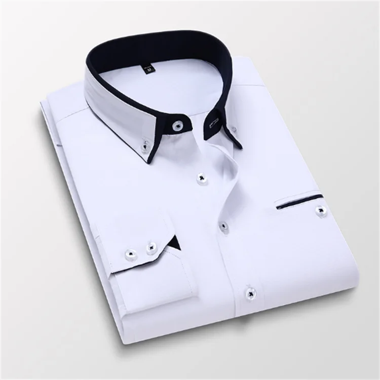 Wholesale New Fashion Men's Long Sleeve Solid Color Casual Business Long Sleeve Shirt