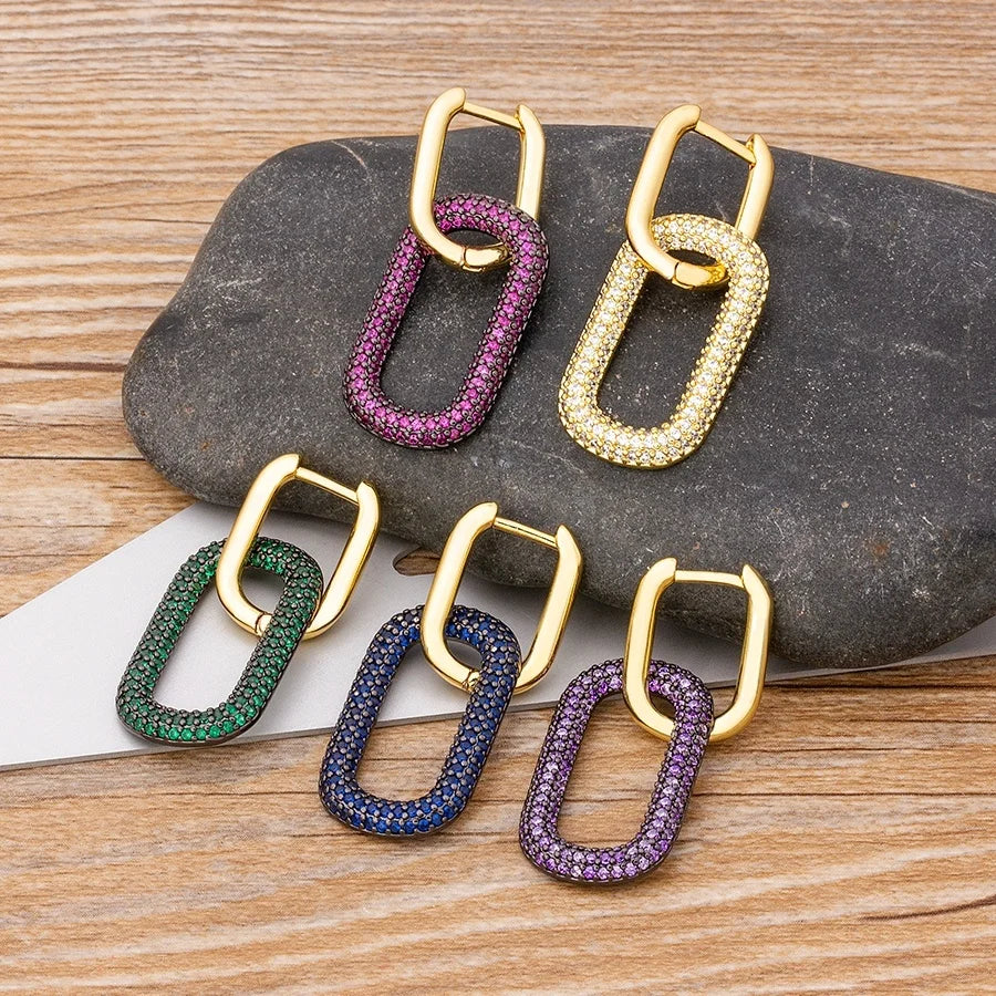 QIKU New Arrival Punk Drop Earrings Copper Zircon 5 Colors Crystal Women Jewelry Vintage Accessories Gift Wholesale Dropshipping