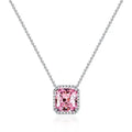 925 Sterling Silver Fancy 10Ct Pink Rectangular Pink Diamond Necklace for Women