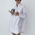 Enyami Urban Wear Casual Boxy Fit Loose White Office Women Elegant Long Sleeve Fashion Long Oversize Blouses Women Shirt