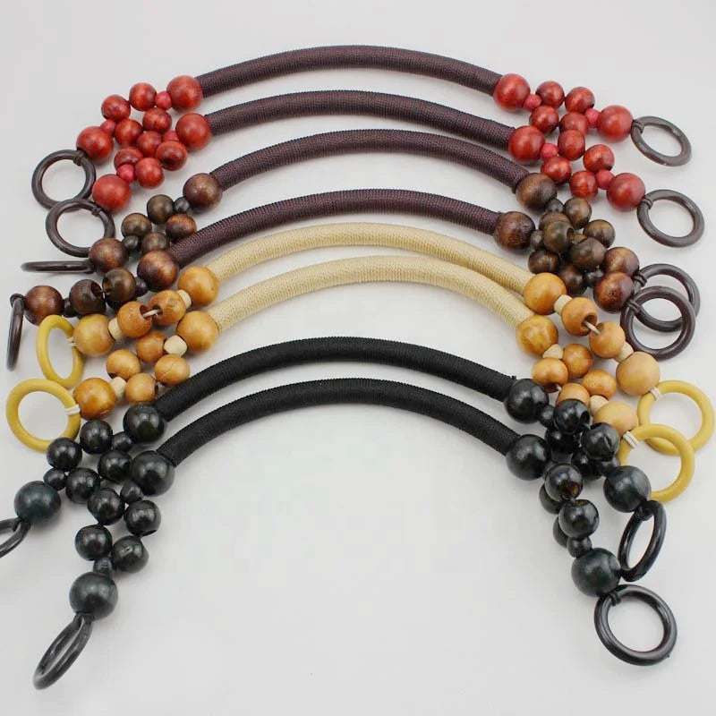 Nolvo World 10 Colors 47cm Regular Pop Color Fashionable Wood Bead Rope HandleNylon Handle for Handbag Purse Wholesale