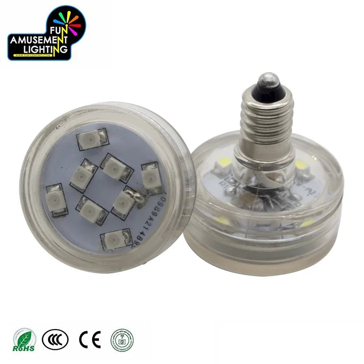 China Supply RGB E10 Carnival LED Fairgrounds Light AC24V 1.5W Long Lifespan Single Color Point Lights IP65 Theme Park Plastic