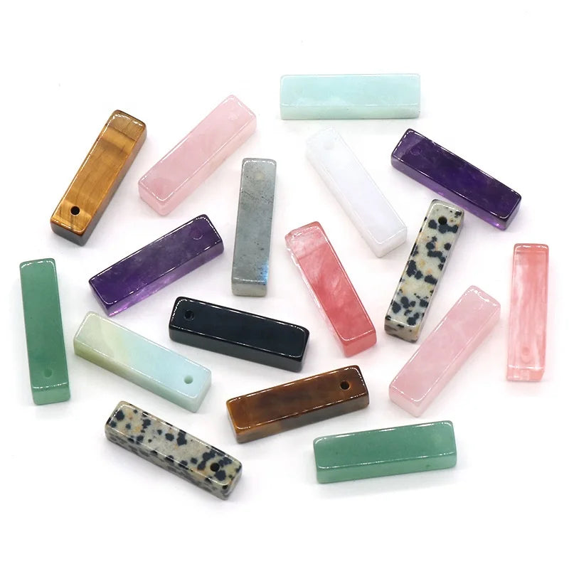25mm Natural Cuboid Raw Precious Gem Stone Pendant Fashion Rose Quartz Amazonite Pendant DIY Jewelry Accessories Wholesale