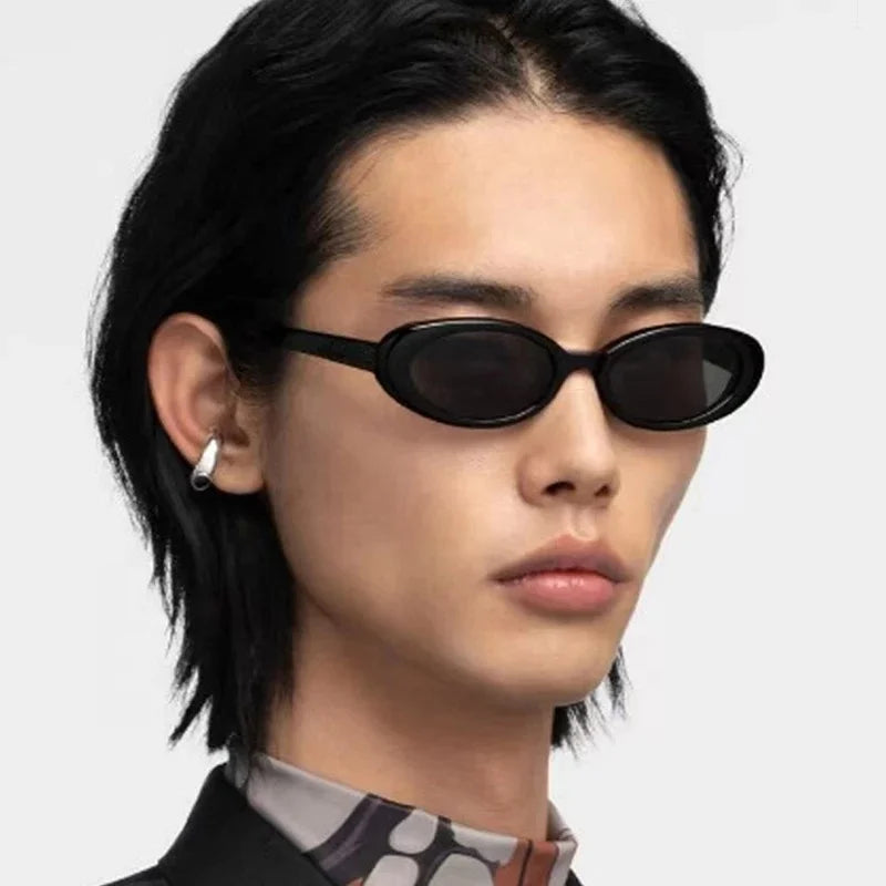 ADE WU STY3549N Retro Small Oval Round Sunglasses Women Fashion Green Frame Personality Sun Glasses for Shooting