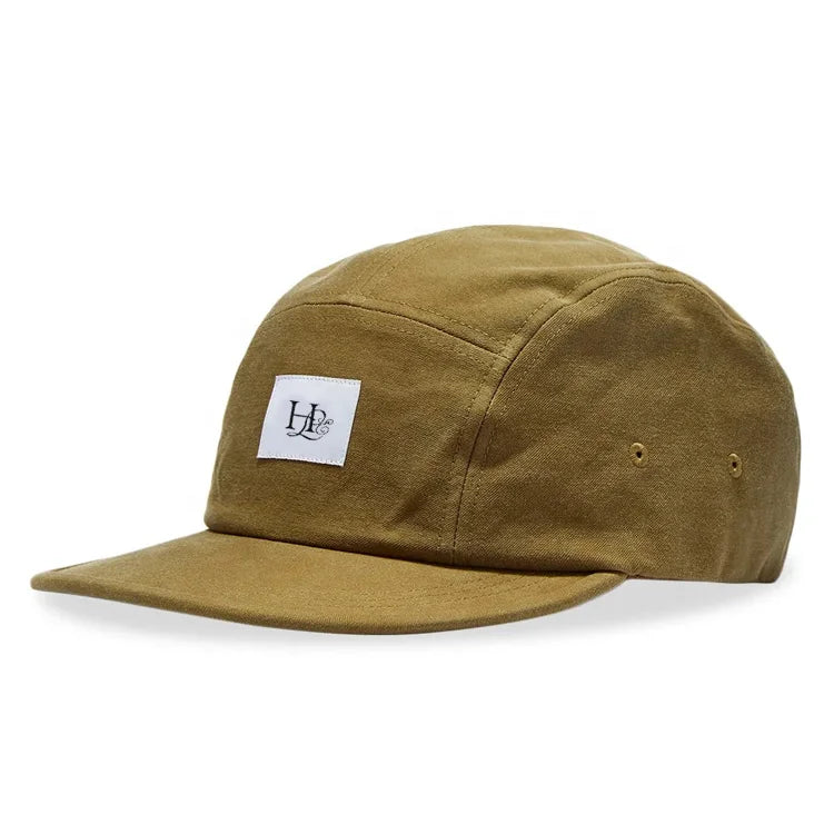 2025 Custom 100% Cotton 5 Panel Camp Cap With Label