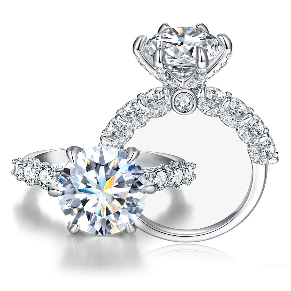 Gra Certified Real 5CT Big Moissanite Diamond Engagement Ring for Women 925 Sterling Silver With Rhodium Plated Fine Jewelry