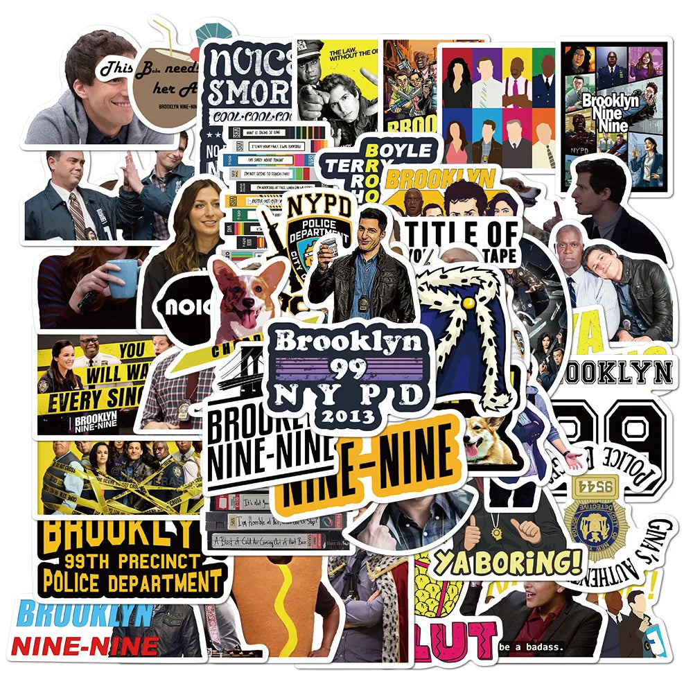 50pcs American Movie Brooklyn 99 Stickers Helmet Luggage Cartoon DIY Waterproof Removable Laptop Stickers