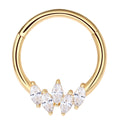 Eternal Metal 14K Solid Gold Facing 5 Marquise 5A CZ Hinged Segment Hoop Ring Septum Clicker Helix Piercing Jewelry