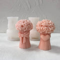 Rose Heart Shaped Bouquet Scented Candle Silicone Mold Bow Bouquet Plaster Glue Ornament Mold for Cake Decorating