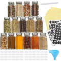 48 Pcs/Set Kitchen 120ml 4 oz  square Shaped Glass Spice Jarsmall Glass Spice Jar with Metal Lid
