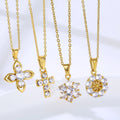 Stunning Cross French Style CZ Round Zircon Cross Pendant Gold Plated Moissanite Diamond Necklace