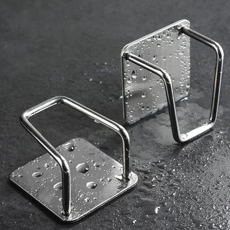 Metal Drain Drying Rack with Adhesive Hooks Kitchen Wall Sponge Holder and Sink Caddy Organizer Kitchen Storage Rack