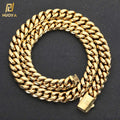 Nuoya 8/10/12mm Custom Stainless Steel Cuban Chains Hip Hop 18K Gold Plated Miami Cuban Link Chain