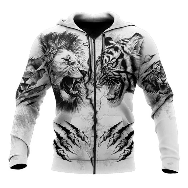 Fitspi 3d Digital Printing Zipper Sweater Flag of Mexico Animal Printing Top Clothes Wholesale Custom Hoodie Sweatshirt Pullover