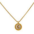 JINYOU 1421 Fashion Natural Shell Moon Chain Women 18K Gold Plated Stainless Steel Round Pendant Necklace Jewelry MegaBDM