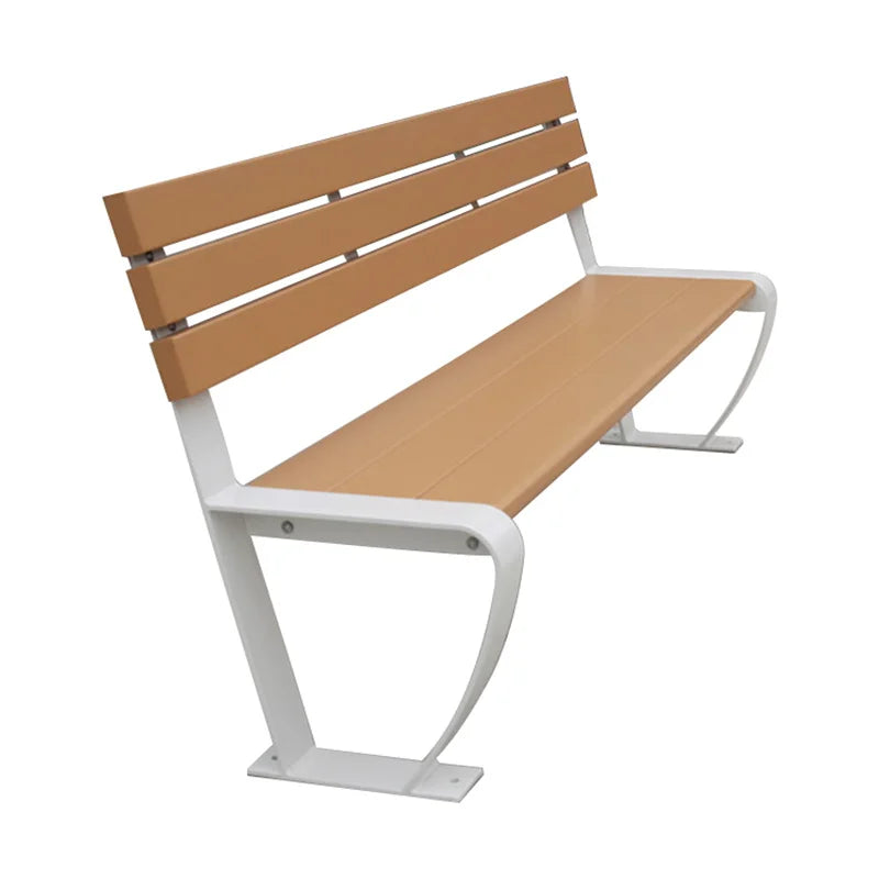Cheap Outdoor Furniture Public Park Style Steel and Wpc Wood Slats Exterior Bench Seating Outside Garden Patio Seat Benches
