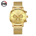 Hannah 1093 Business Wrist Watch for Men Luxury Gold Multifunction Wristwatches with Calendar Waterproof Watch