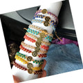 DAIHE Handmade 4mm Natural Stone Double Layers Braided Men Women 12 Zodiac Charm Bracelets