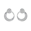 Fine 925 sterling silver CZ diamond moon shape round disc stud earrings