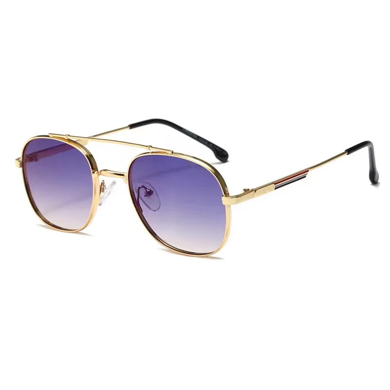 Trendy Alloy Sunglasses with Logo Fashion Brand 2024 New Driving UV400 Protection Red Blue Gray Unisex Wholesale