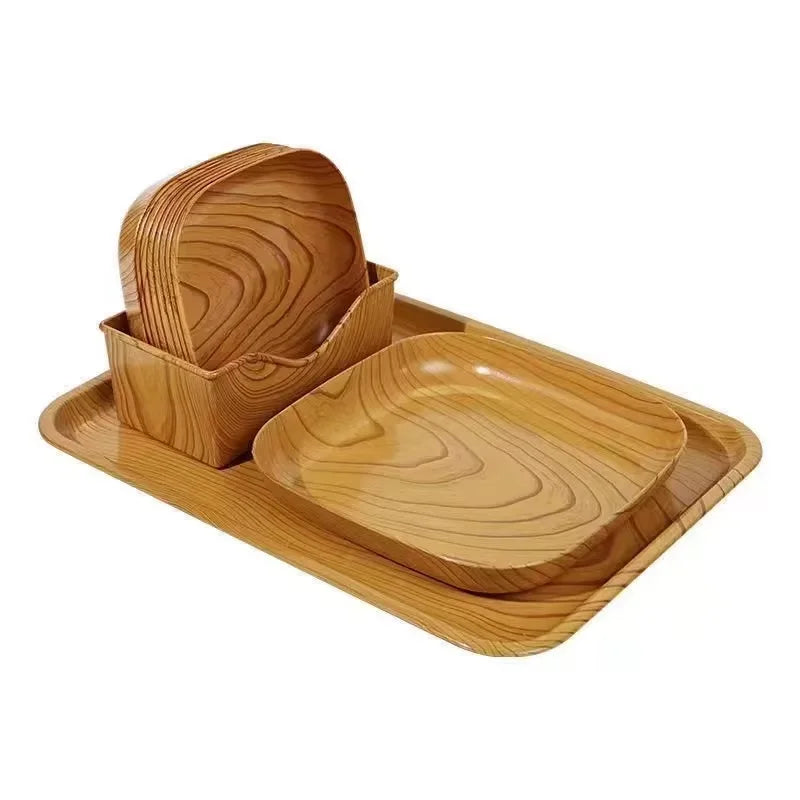 Multifunctional Wooden Grain Bone Spit Dish Home Dessert Fruit Storage Tray Japanese Bone Dish Nut Plate