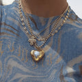 Hot Selling 18k Gold Plated Brass Cross Pendant Baroque Pearl Big Heart Necklace