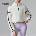 PASUXI Plus Hooded Jacket Women Zip up Oversized Yoga Sweatshirt Winter Fleece Tracksuit Top Loose Fit Yoga Set