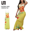 2025 Festival Maxi Dress - Printed Halter Neck Backless Long Dress (Elegant Style Wholesale)