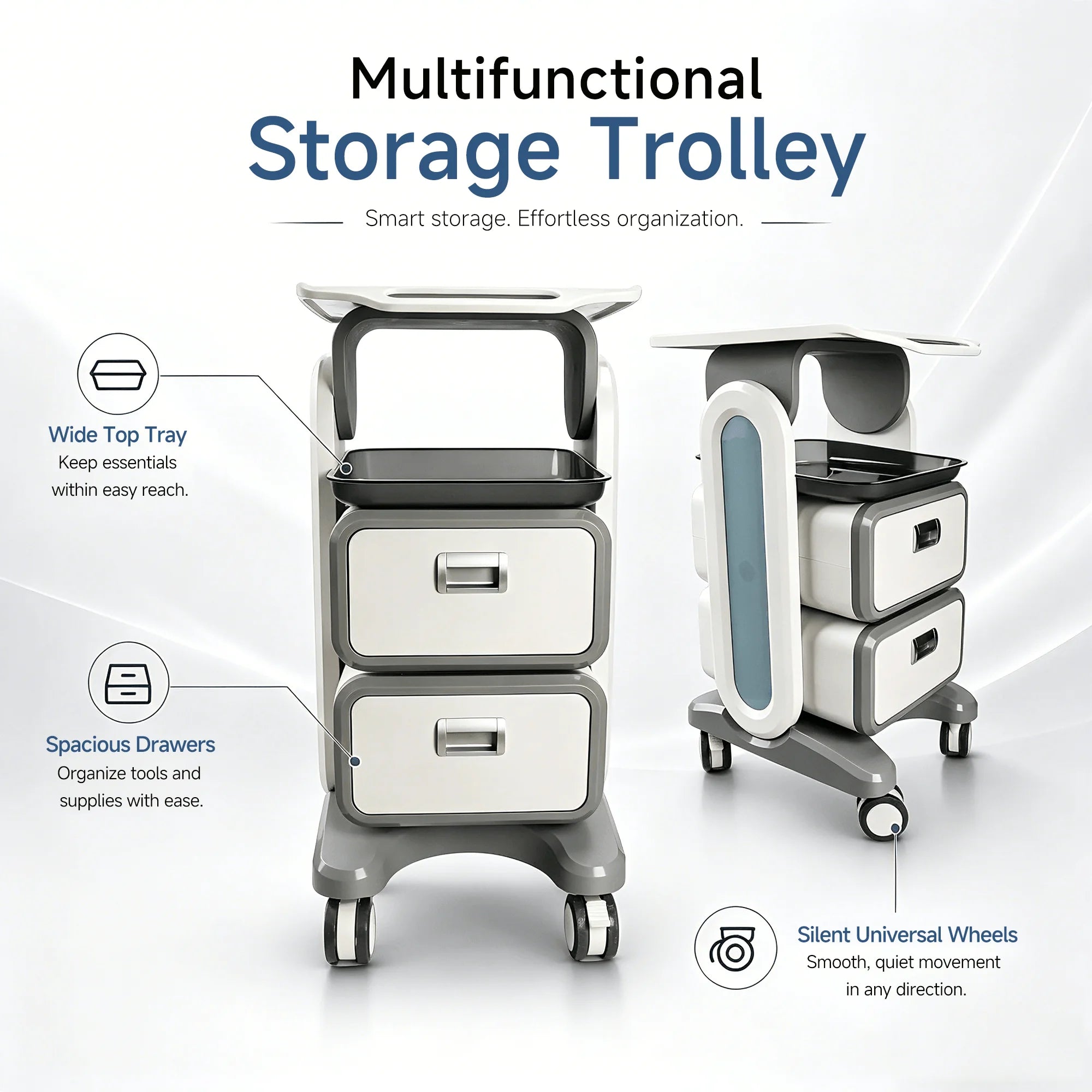 Hot Sale Beauty Salon Dental Clinic Aesthetic Furniture Laser Machine Nail Cart Durable Trolley With Universal Wheels Drawer
