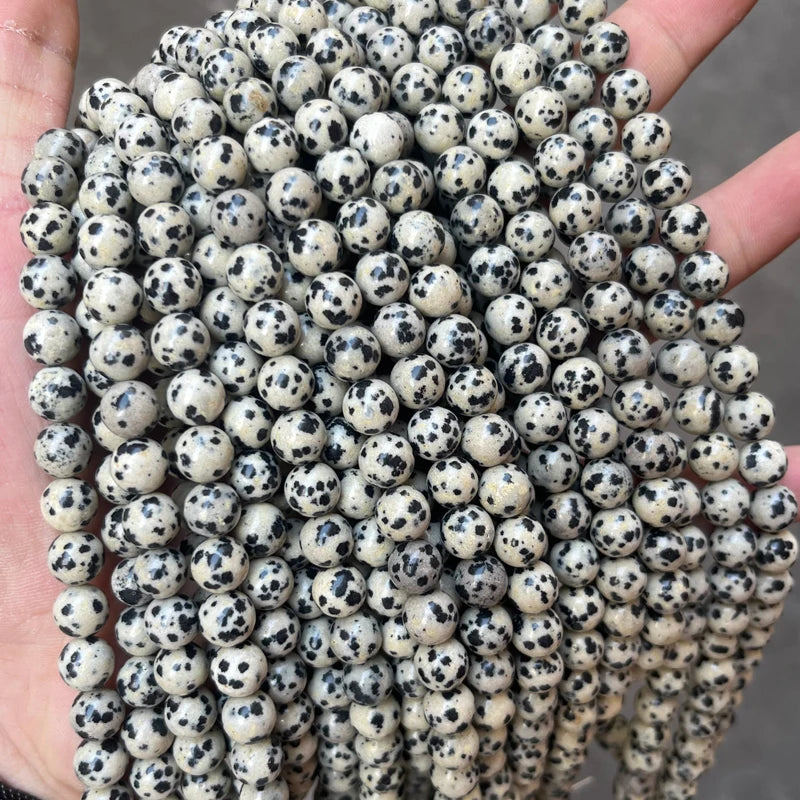 Hot Selling Natural Dalmatian Jasper Gemstone 4-12mm Round Smooth Natural Stone Beads Dalmatian Jasper