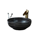 Jingdezhen Modern Single Hole Cheap Price Bathroom Ceramic Art Washbasin Round with White Lines