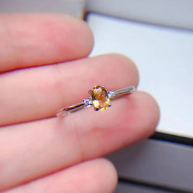 925 Sterling Silver Women's Large Ring New Design Fashionable Hip Hop Natural Citrine Oval Cut Diamond Classic for Wedding Party