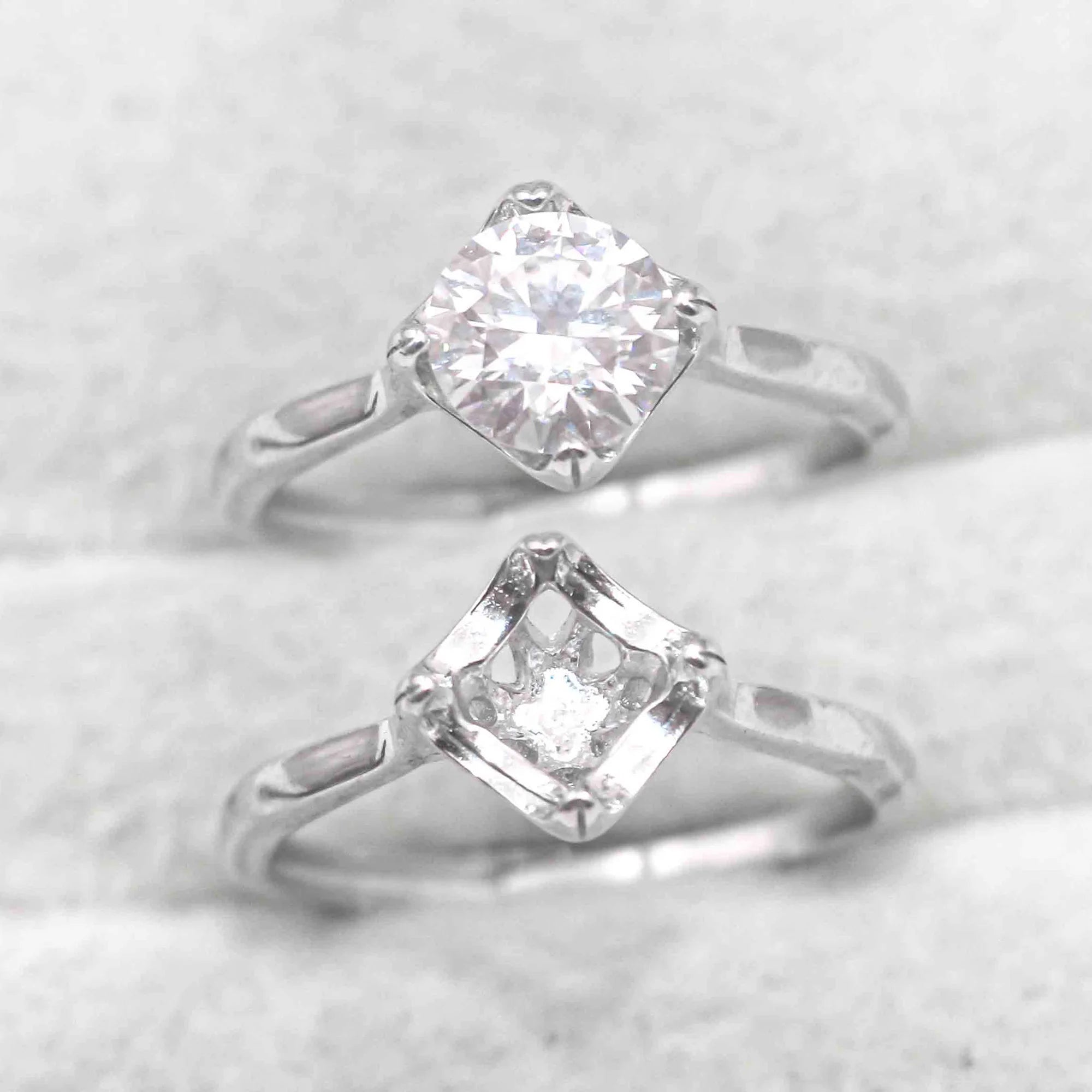 Sterling Silver 6.5mm/1 Carat Semi Mount Ring Frame Blank Moissanite Diamond Setting Base Without Center Stone Inlay for DIY