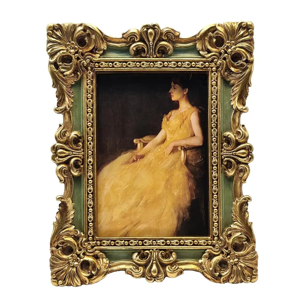 Vintage Wallet Size Picture Frame Small 2.5x3.5  Antique Photo Frame Resin Mini Frame with Glass Home Wall Display Retro Decor