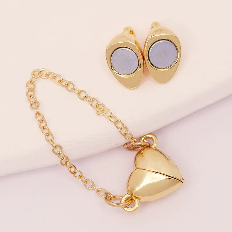 18K Gold Plated Alloy Bracelet Clasp Necklace Heart Clasp for Jewelry Finding Jewelry Necklace Clasp with Chain