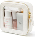 Travel Tiny Leather Cute Clear Make up Pouch Toiletry Organizer Case Mini Makeup Bag Small Cosmetic Bag for Purse
