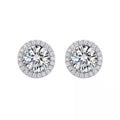 Female Luxury Crystal Round Stud Earrings Vintage Silver Color Wedding Jewelry White Zircon Stone Earrings for Women