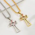 New Stainless Steel Baseball Cross Necklace Gold Silver Plated Hollow Cross Pendant Necklace Religious Jewelry