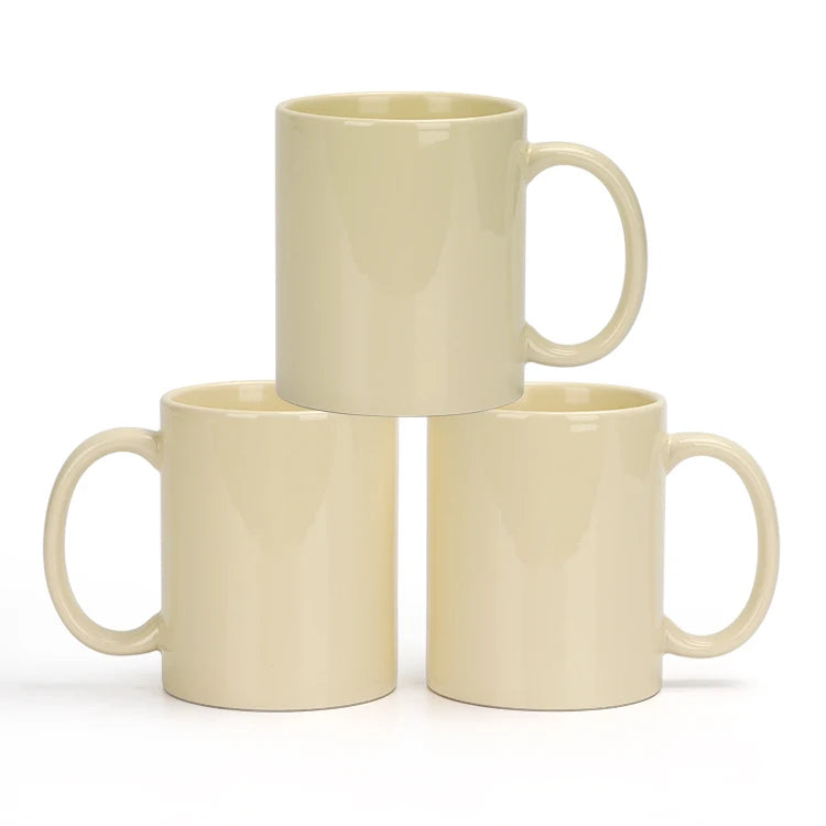 Bulk Customizable 11oz Light Yellow Sublimation Mug Dishwasher Safe Sublimation Blank Cup for Home & Promotional Events